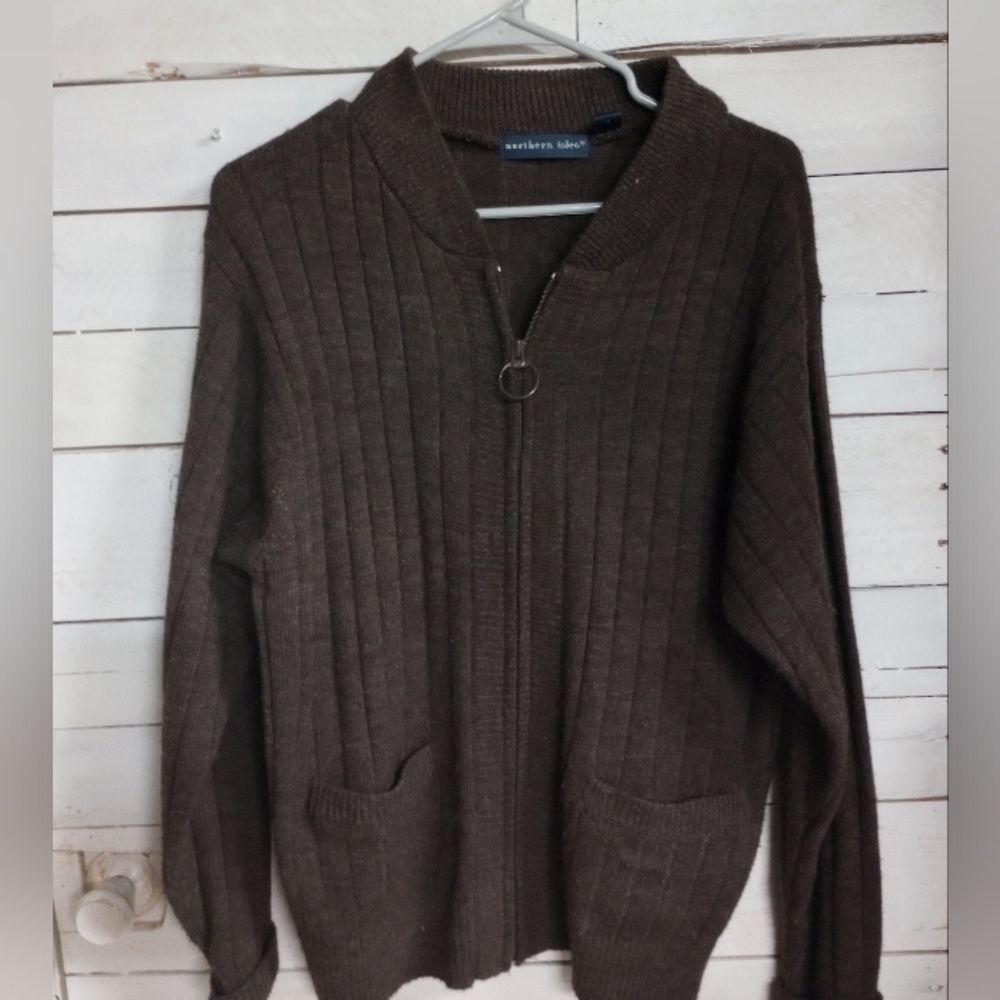 Vintage Northern Isles Sweater Men's Medium Brown Knit Grandpa 90s Y2K.